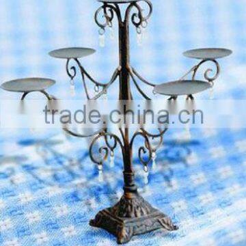 Fujian Anxi Craft candle holder wrought iron tealight holder stand, wholesale antique 5 branch candelabras, metal candle holder