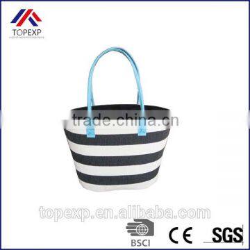 Paper Straw Bag Beach Striped Tote Bag photo-2