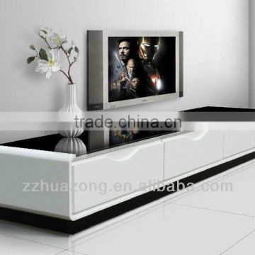 Modern White High Gloss MDF TV Stand With Tempered Glass