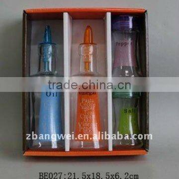 glass oil/vinegar & spice bottle