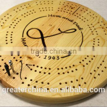 Round Wood Cribbage Board