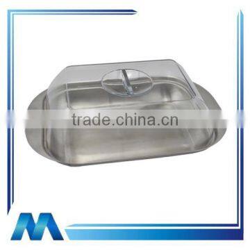 Acrylic lid stainless steel butter dish