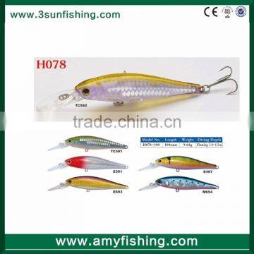 Plastic bass fishing lure long lip minnow