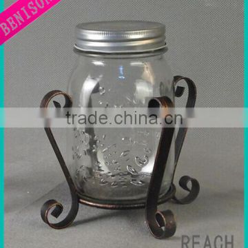 REACH simple cheap indoor glass iron candle holder