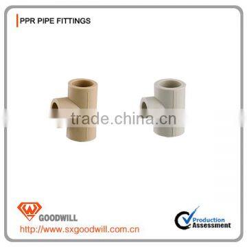 China Manufacturer PPR Pipe Fitting Grey Tee With Plastic Mateial