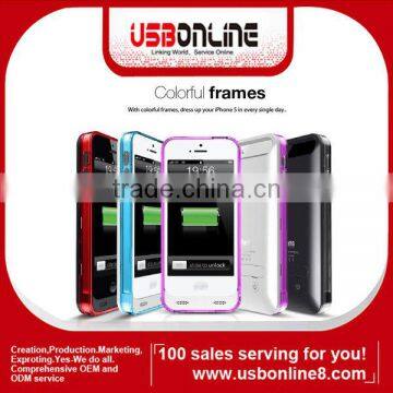 High quality Battery Case MFI for Apple iphone 5 5s With Changeable Frames