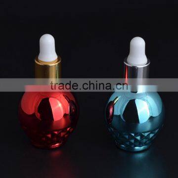 New design UV gel colored empty glass dropper bottle 12ml essential oil glass bottle with childproof cap