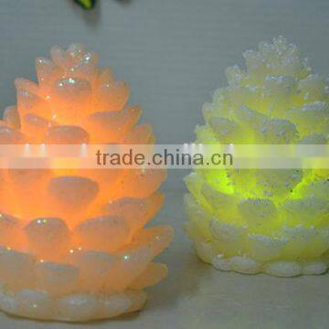 3.25" White Battery Operated Flameless LED Lighted Flickering Pine Cone Christmas Candle photo-3