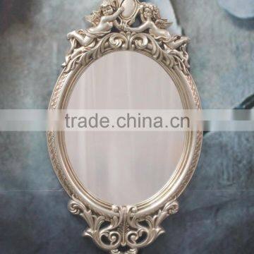 Home Decoration Exquisite Angel Carving Oval Wall Mirror photo-2