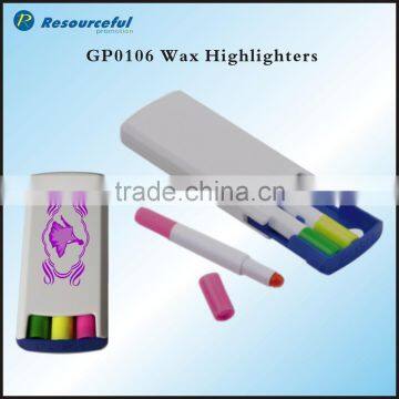 Promotion 3 in 1wax crayon,wax highlighter for kinds