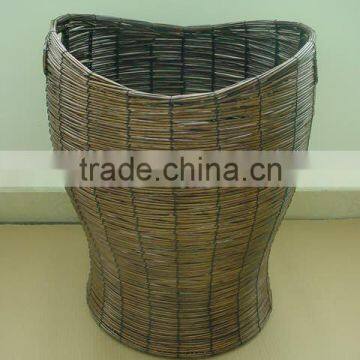 Hotsale Multifunctional Brown Woven Willow Trash Can Baskets With Spacer With Handle photo-3