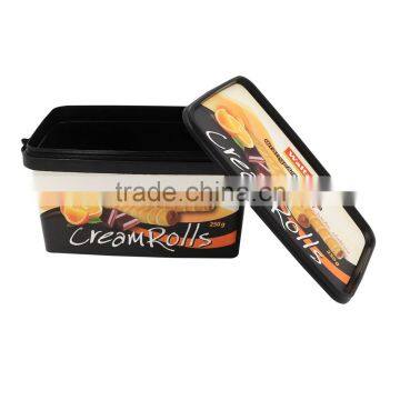 250g Cream Rolls Tubs With Lids,Food Grade Plastic Container Packaging Manufacturer photo-2