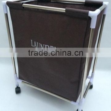 Store More Dark Brown Rolling Convenient Laundry Cart With Wheels