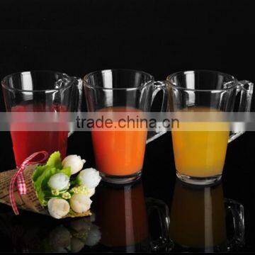 Juice mug with handle,drinking mug with handle,glass mug with handle