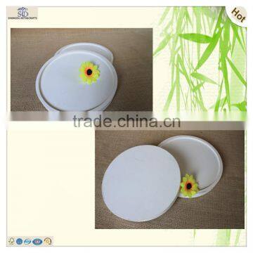 Round White Painted Mdf Wood Office Inkstone Inkslab photo-2
