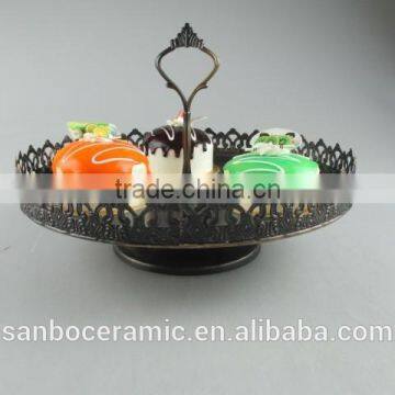 Metal cake stand , one tier antique style black cake stand plate for decoration