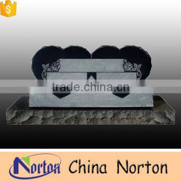 Classical black granite monument double heart shaped headstone western tombstone NTGT-057L