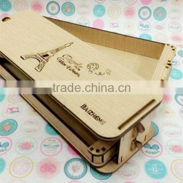 Wooden The Eiffel Tower Pattern Lovely Pencil Writing Case photo-2