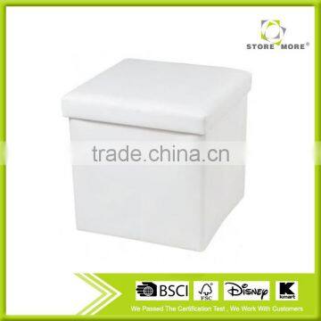 Red Faux Leather Storage Ottoman Cube Portable Foot Rest Stool photo-2