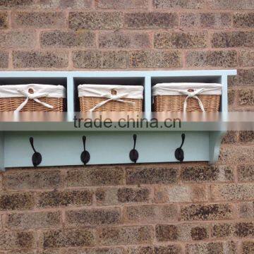 Wall Mounted MDF Wooden Decorative Floating Wall Shelf With Metal Hooks photo-4