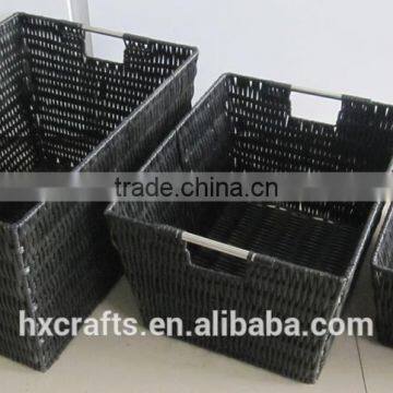 Hot Sell Set Of 3 Brown Rattique Storage Baskets photo-3