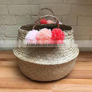 Small Pompom Seagrass Belly Basket photo-2