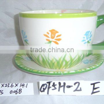 ceramic big cup&saucer planter SN5346