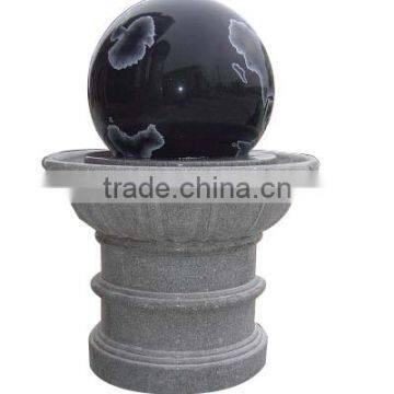 Natural Grey Granite Round Ball Fountain With Earth etching