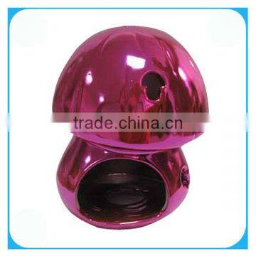 Electroplate pink color ceramic mushroom ornament