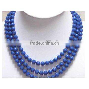 17-19" 8mm dyed blue lapis lazuli necklace