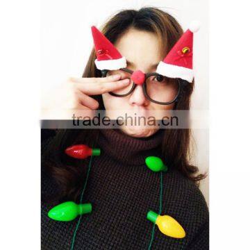 Promotional cheap gift Christmas tree and hat toy design kids lensless fake eye glasses frames