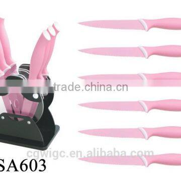 6PCS Non-Stick Coating PP Handle Steak Knife Set