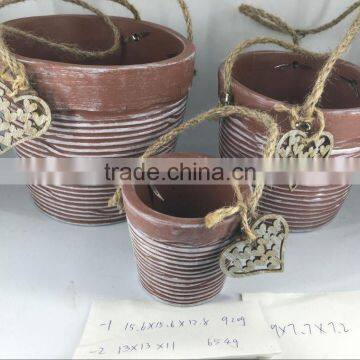 Cement Flower Pot With Rope Handle for Garden Deco photo-2