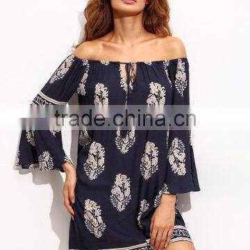 New Printing Design off Shoulder Summer Dress Wholesale Dress Material in Surat photo-2