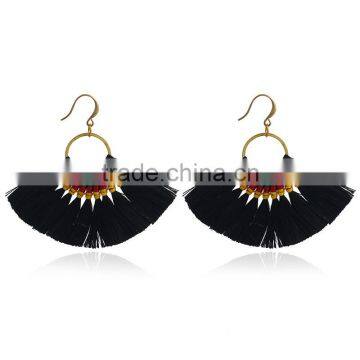 Bohemian Ethnic Jewelry Handmade Colorful Tassel Hoop Earrings photo-4
