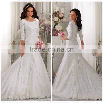 plus size mermaid lace long sleeve wedding dress for fat woman