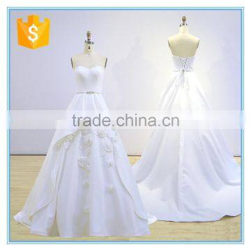 Elegant vintage handmade appliqued wedding dress ball gown beading