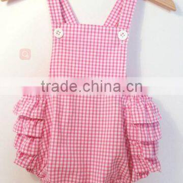 Wholesale Newborn Baby Clothes Toddler Cotton Gingham Design Bodysuit Baby Girls Sleeveless Romper