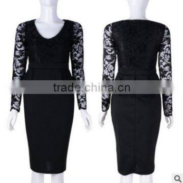 F20037A Lady Patchwork Dress Design Top Fashion Sexy Women Lace Dress photo-5