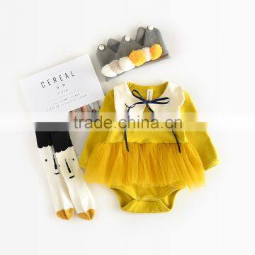 S60656B Female Children Cotton Long Sleeved Climb Clothes Baby Romper Yarn Baby Girl Rompers photo-2