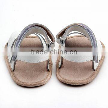 Latest Style Pure Leather Flat Sole White Baby Sandals photo-4