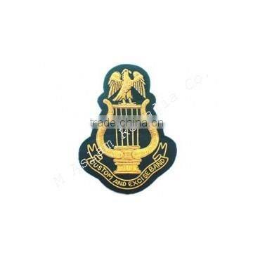 Nigerian Customs And Excise Band / Arm Hand Embroidered Bullion Wire Blazer Badge