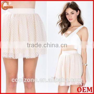 Fashion princess favorite tulle skirt,polka dots pring mini skirts