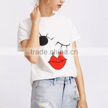 Wink Digital Printing Cute t Shirt Wholesale Cotton Clothes for Women photo-5