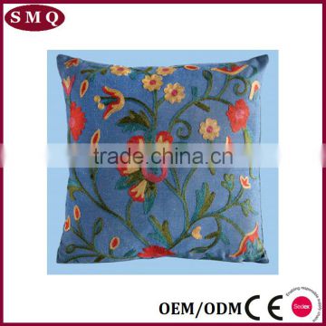 Indian flower embroidery design linen cushion cover fabric