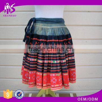 2016 Guangzhou Shandao Factory New Sample Women Summer Daily Wear Printed Pleated A Line Cotton Hmong Skirt