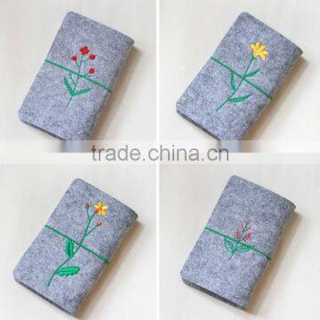 Novel Logo Custom Felt Cover With Embroidery Spiral Binding Dairy Notebook With Button