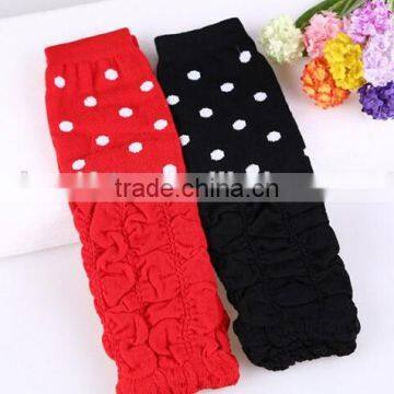 Wholesale children knitted colorful ruffle leg warmer for girls lovely polka dot baby leg warmers