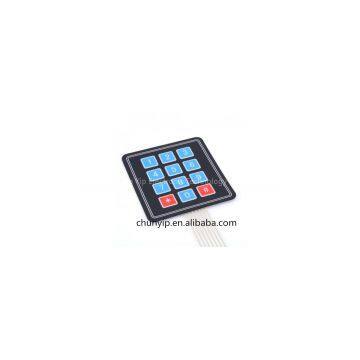 3*4 push buttons membrane switch keypad