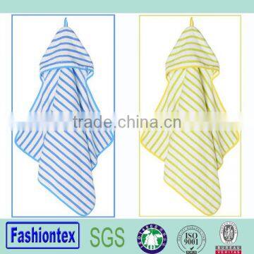 High quality kids hooded beach stripe towel plain hooded blanket